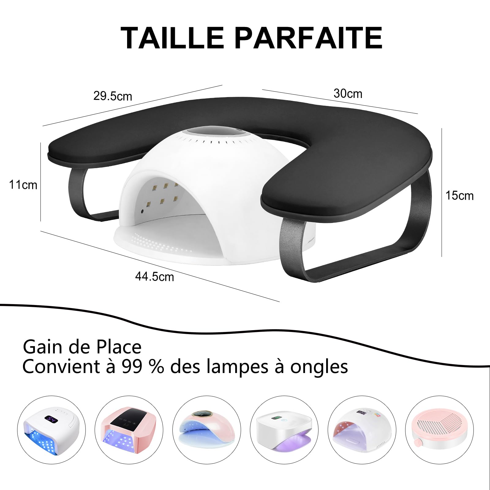 Repose Main Ongle,Cuir Nettoyable Coussin Manucure Repose Main,Forme du U Repose Main Manucure avec Support en Alliage d'aluminium,Convient pour les Magasins de Manucure