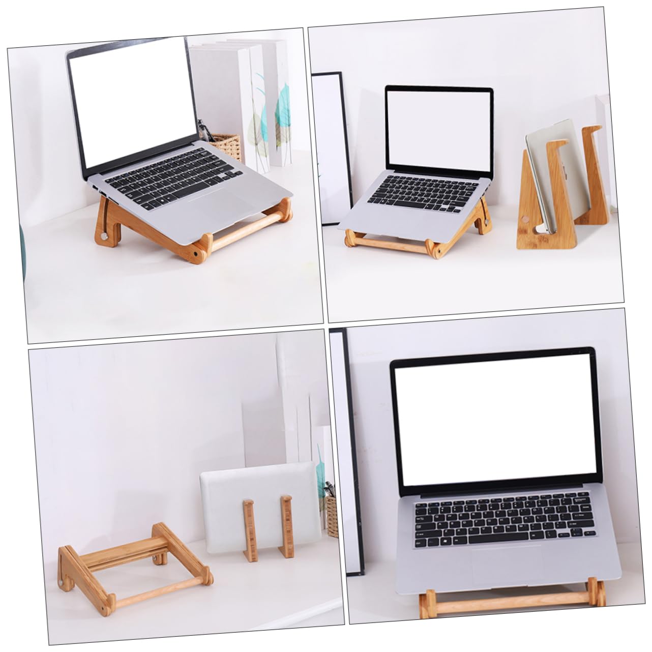 Hemobllo Supporto Portatile per Laptop Pieghevole e Smontabile in Phyllostachys Pubescens Design Elegante e Semplice, per Supportare la Schiena, per Scrivanie e Scaffali