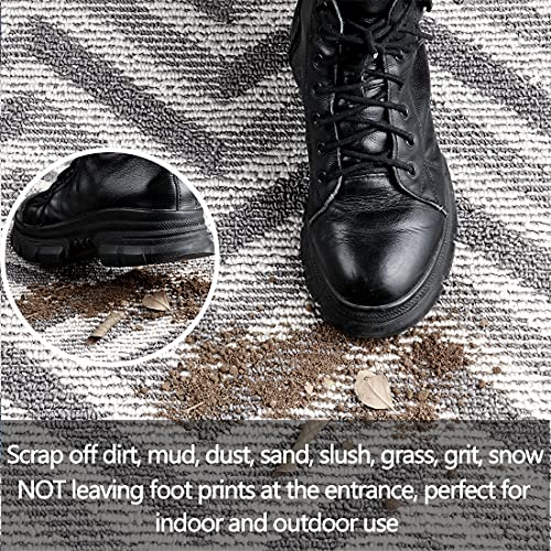 Feisoon Indoor Outdoor Doormat, 24”X36” Non Slip Front Back Door Mat, Absorbent Resist Dirt Entrance Rug, Machine Washable Low Profile Rugs Door Mats For Home Indoor Outside Entry, Gray Wave Geometry #TOP2