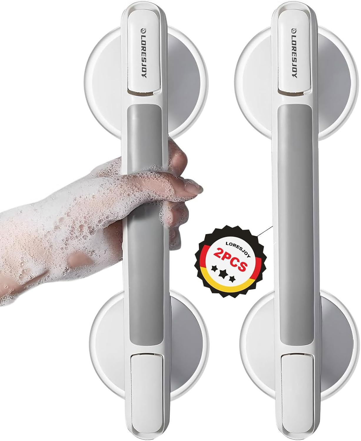 LORESJOY 2 PCS Suction Bathroom Grab Rails, Mobility Support Safety Handle,MAX 110 KG Safety