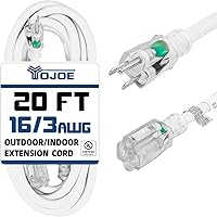 Vista 38 de YOJOE Cable de extensión para interiores y exteriores, calibre 16, SJTW, resistente, 15 pies, color verde, 3 clavijas 13A, resistente a