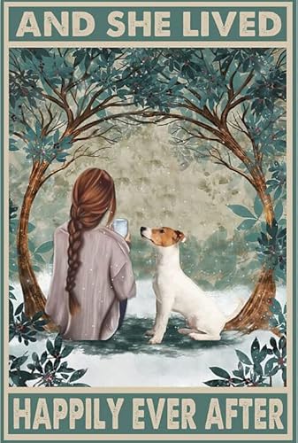 TNND Jack Russell And She Lived Happily Ever After Decor Poster Wall Art Decor Metal Sign Poster 8X12 Inches