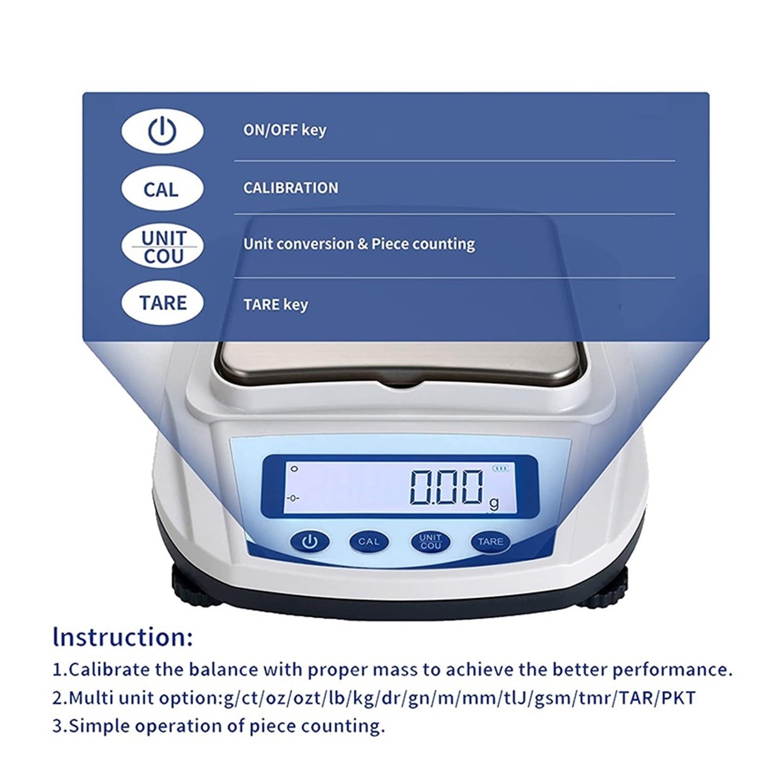 Balanza De Precisión Balanza De Laboratorio Balanza Analítica Básculas Digitales Pesaje De PrecisióN(2000g-0.01g Balance)
