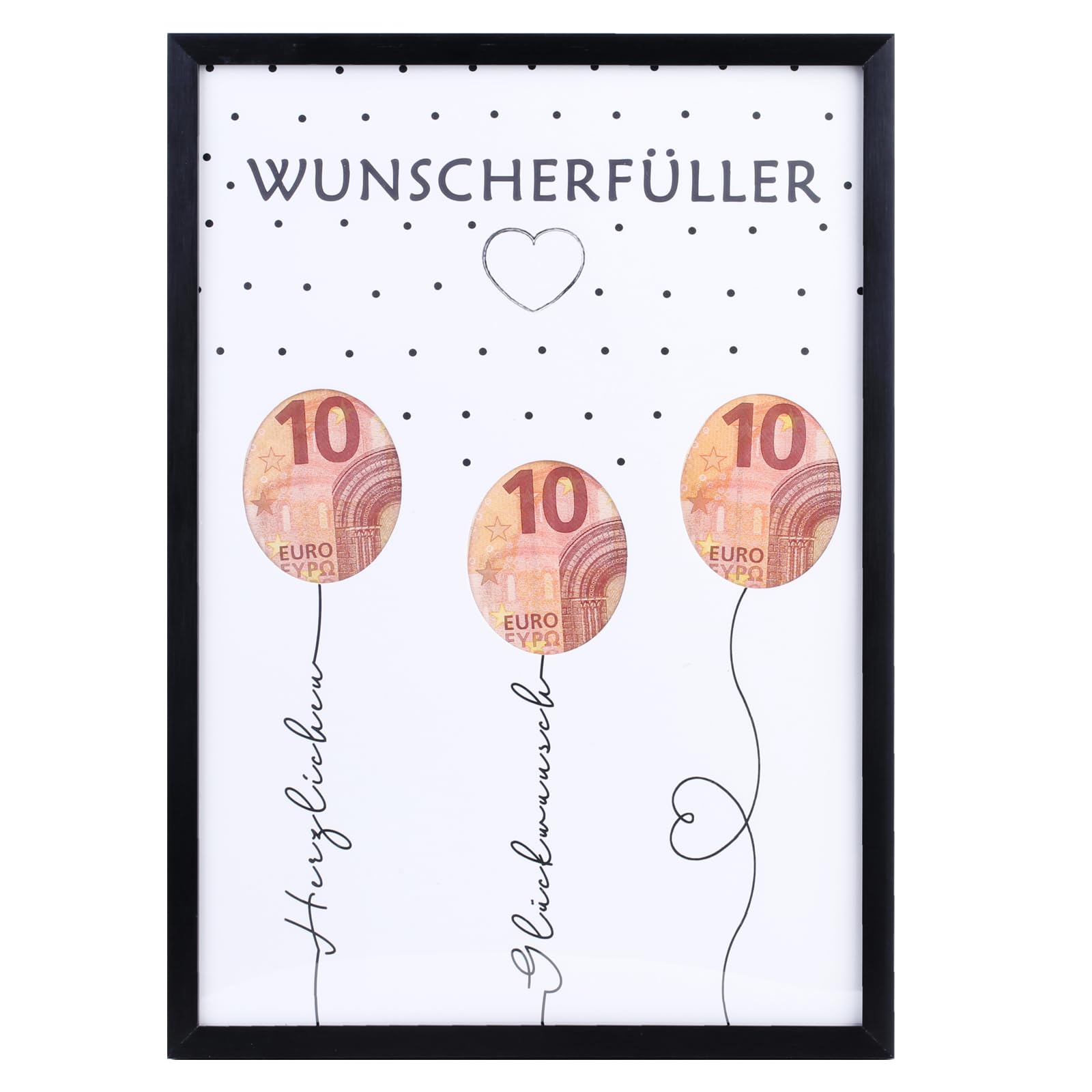 EngGlück Wunscherfüller Geldgeschenk Geburtstag Bilderrahmen, Geschenke zum Geburtstag, Lustige Geldgeschenke Verpackung Geld Geschenk Mann Frau Größe Din A4