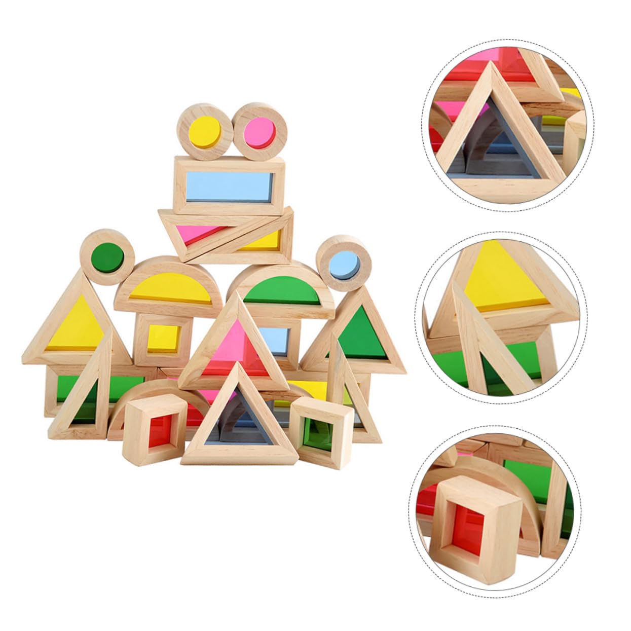 Uonlytech 24 Pezzi Blocchi da Costruzione in Legno Colorati Giochi Montessori per Anni Giocattoli Educativi Cognitivi Forme e Colori Stimolanti per Ragazzi e Ragazze