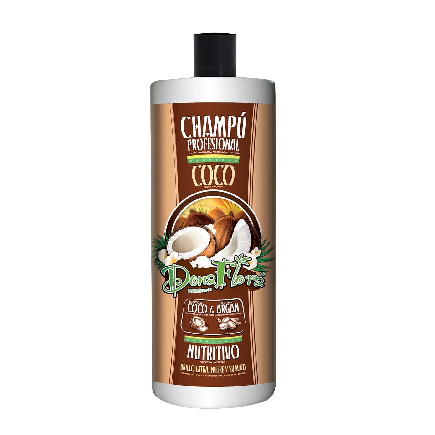 Dona Flora - Nourishing Shampoo with Coconut & Argan - 1000ml - Deep Hydration & Repair