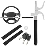 MaySpare Retractable Anti-Theft Steering Wheel Lock with Security Hammer and 3 Keys for All Car Types