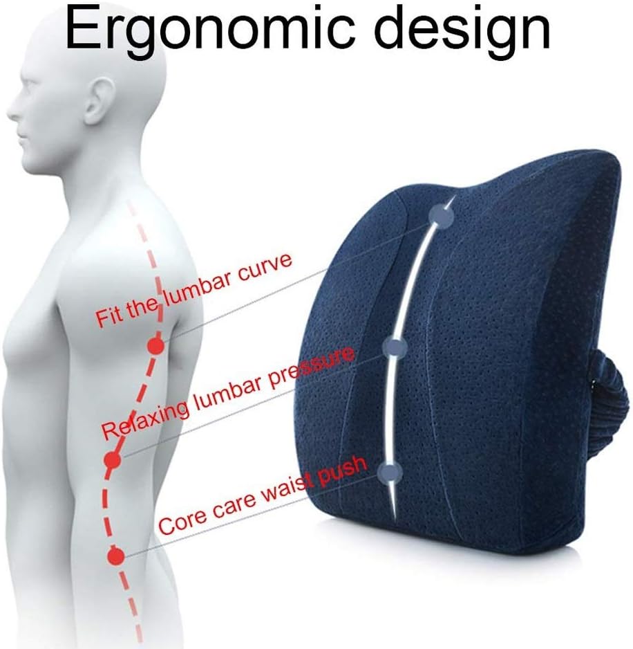 Lumbar Pillow - Lumbar Support Back Pillow Office Chair and Car Seat Cushion Memory Foam with Adjustable Strap and Breathable(White-Patch Five-Pointed star4)