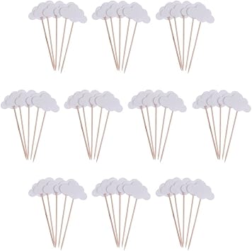 50pcs Cake Toppers Cloud-shaped Cupcake Toppers Cupcake Picks for Wedding Birthday Decoration - White