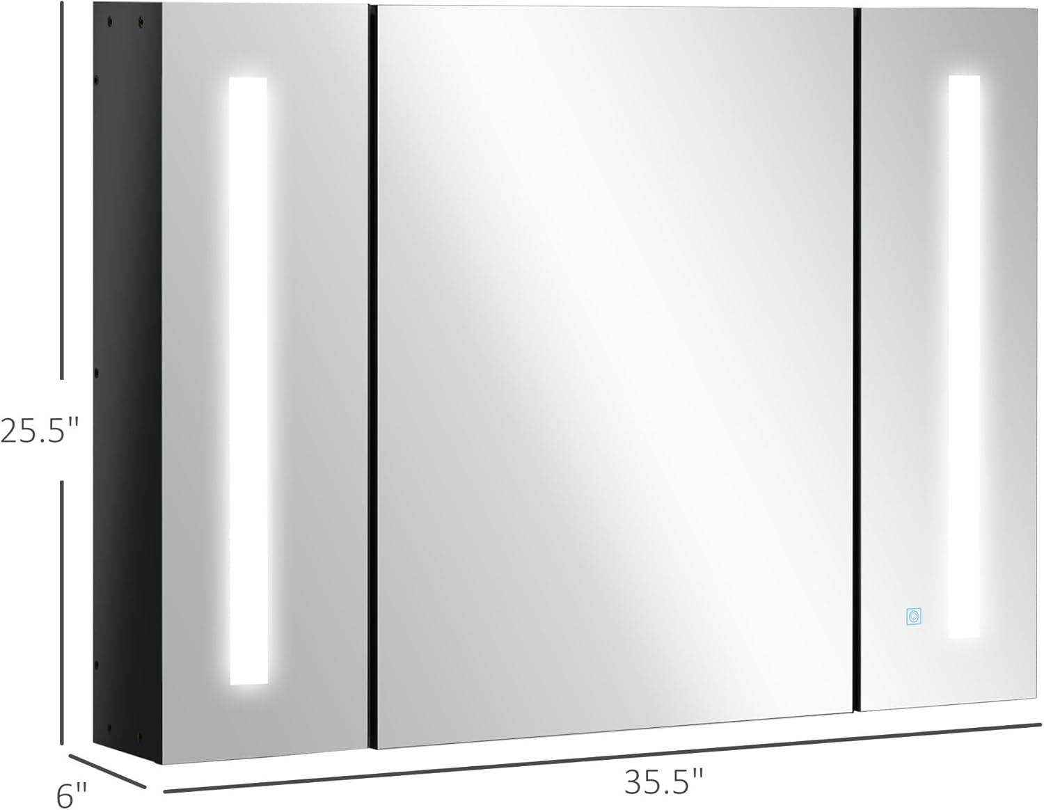 Modern LED Bathroom Cabinet with Mirror, 3 Door Storage, Stylish Lighted Vanity Unit, Space-Saving Organizer for Home, Contemporary Design, Ideal for Small Bathrooms