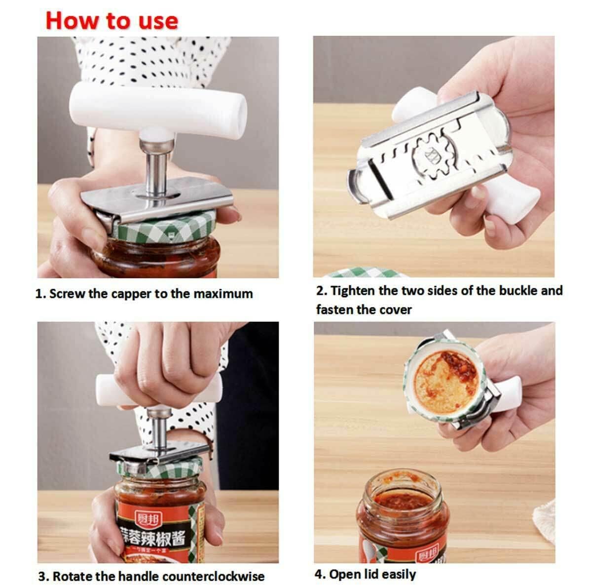 Homava Jar Opener Stainless Steel Adjustable Tool for 1-4 inches Bottle Can Lids, Easy Jar Opener with Non-Slip Rubber Pad Fit Seniors, Arthritis, Women, Children, Weak Hands | Pack 1 | Multicolor 1