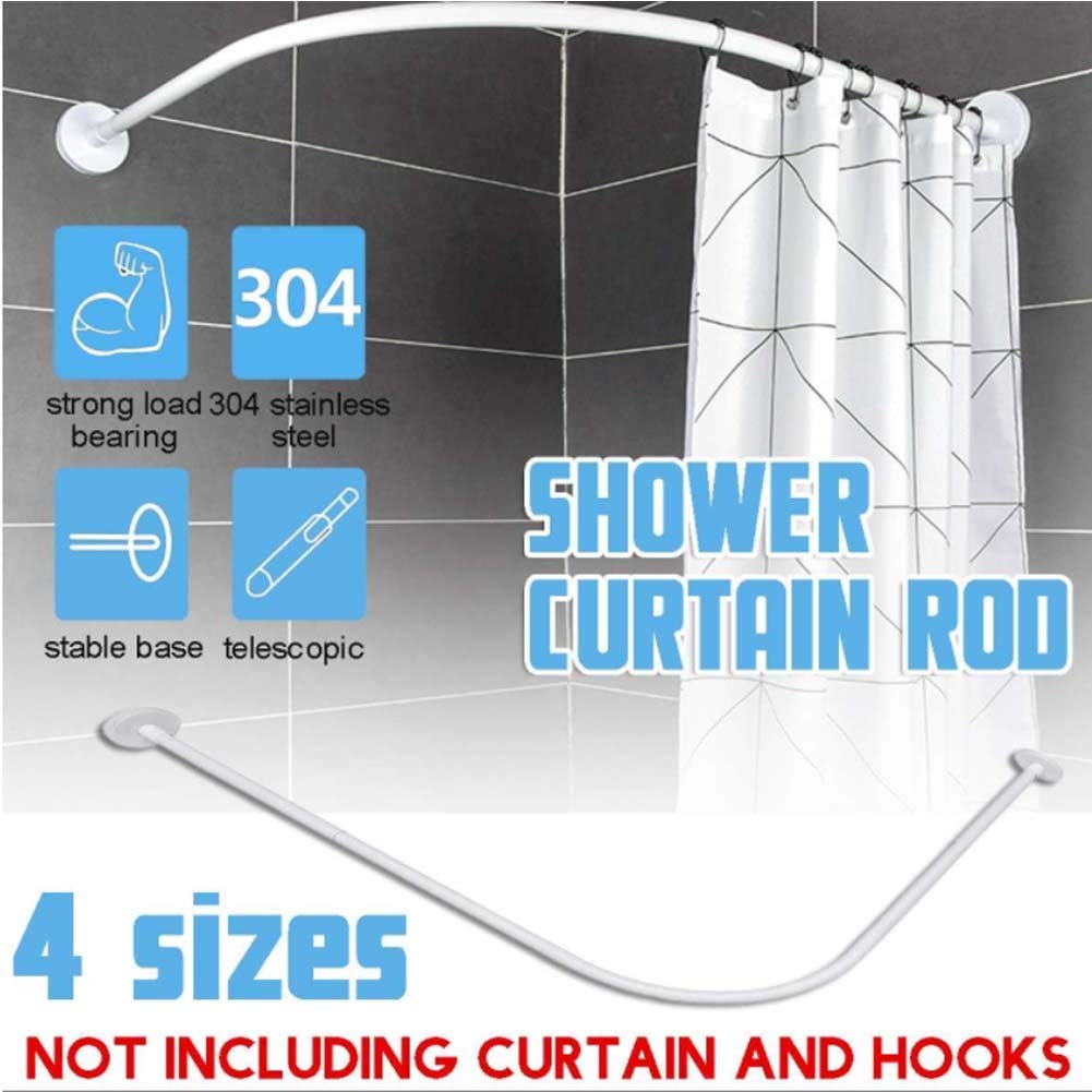 Barre de Douche Extensible et courbée à Tension, Finition Nickel brossé, en Forme de L, réglable et sans perçage, idéale pour Camping-Car, extérieur, Salle de Bain et Magasin de vêtements. D