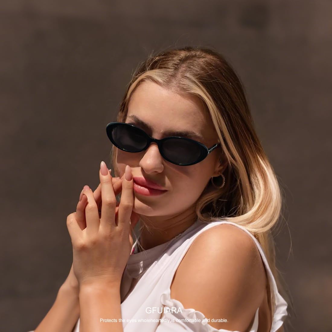 Retro Oval Sunglasses for Women Men UV400 Protection 90s Sunnies Vintage Small Frame Lightweight Sun Glasses - Image 3