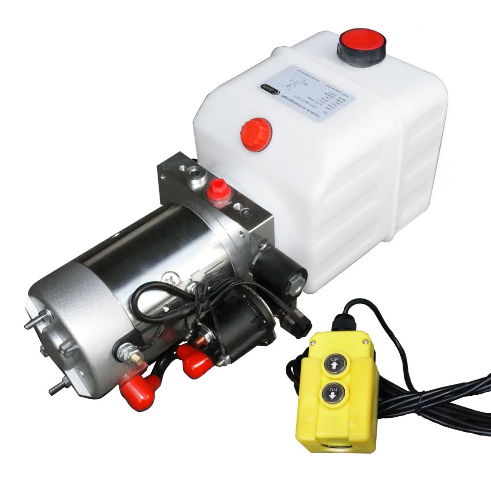 Hydraulikaggregat Hydraft, Hydraulikpumpe mit 4 Liter Tank und Kabelfernbedienung + Funkfernbedienung, 12V 180 bar 2000 Watt (2 x Funkfernbedienung)