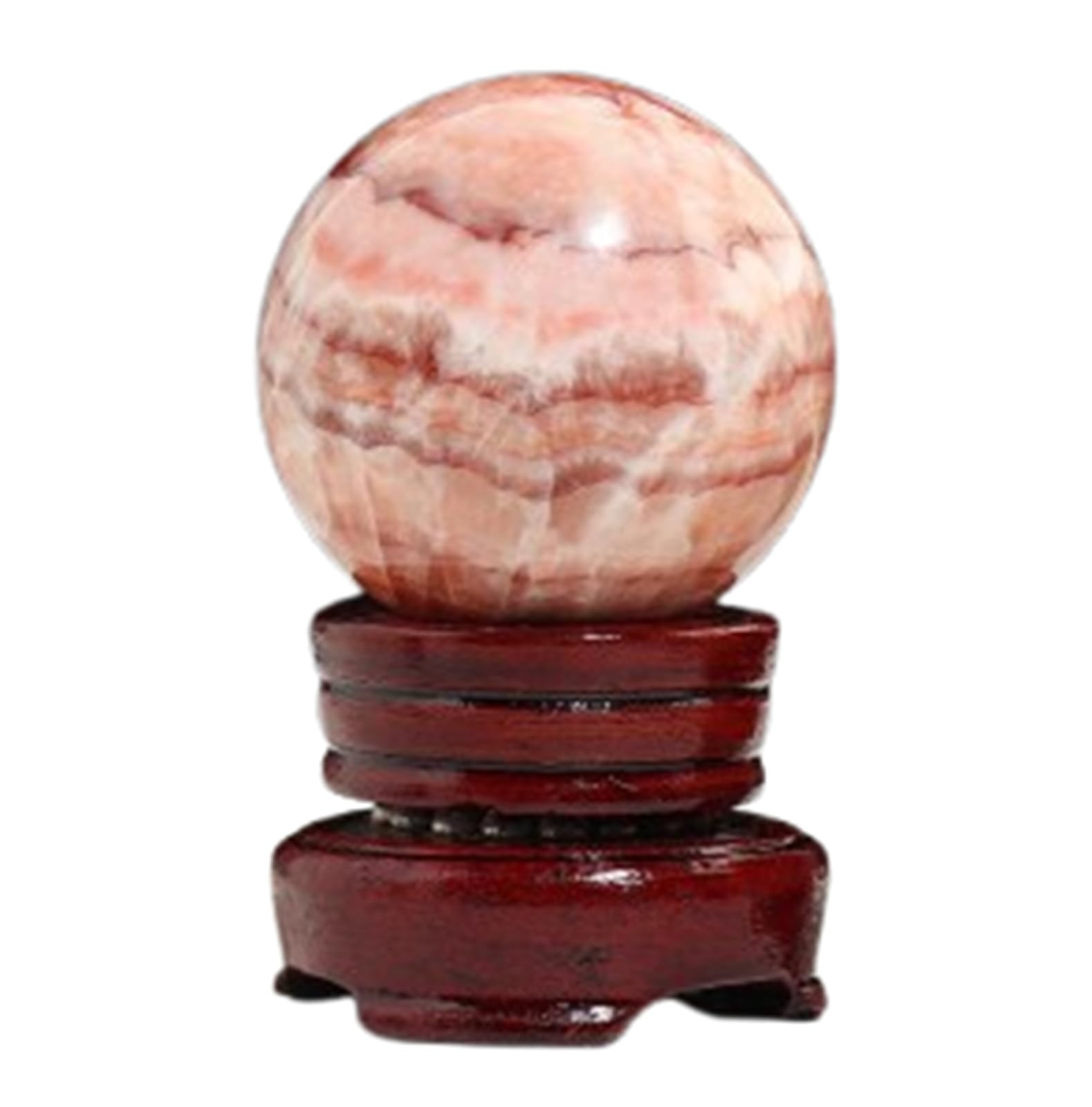 KCDFDVJFBM Red Meat Stone Crystal Ball with Stand - Gemstones Crafts Sphere,Hand Carved Ornaments,Feng Shui Decoration Gifts,7~8cm
