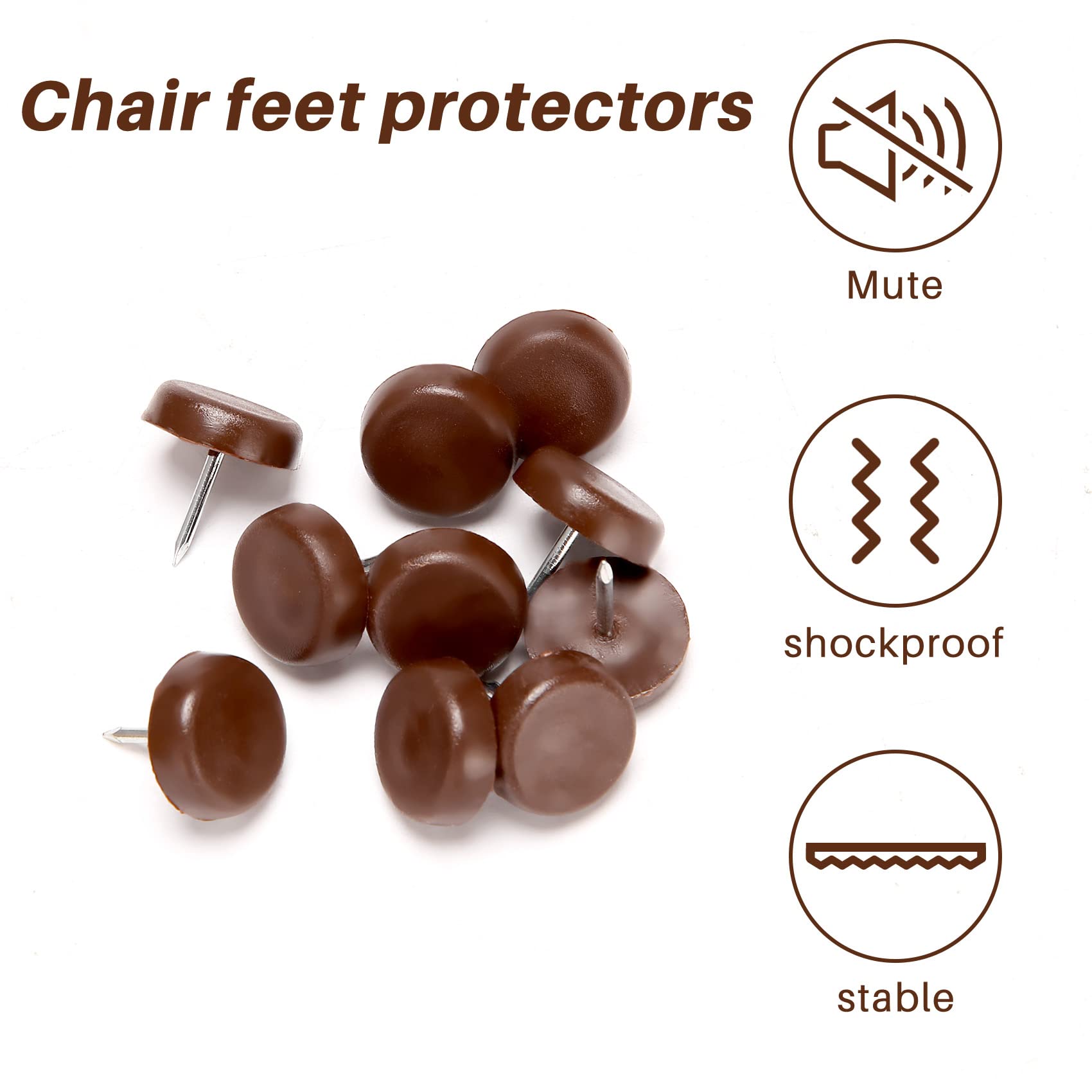 Kqcibz 100 PCS Chair Table Furniture Leg Bottom Feet Plastic Pads Glides Skid Nail Wood Floor Furniture Protector Noise