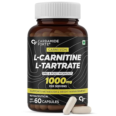 CF Carbamide Forte L Carnitine Supplement 1000mg Capsules for Men & Women | Pre Workout Supplement -Veg Capsules 60 Coun