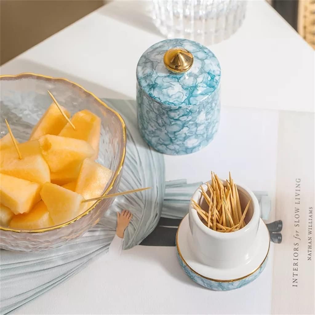 Desk Storage Box Portable Ceramic Toothpick Holder Storage Container Storage Box Dining Table Decorations (B 6.5x6.5x10cm)