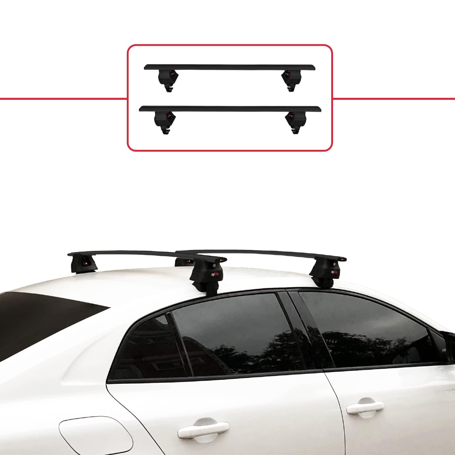 Kompatybilny z Compatible with Renault Megane 4 (BFB) Pre-Facelift 2016-2020 ACE-4 Model Aluminiowy bagażnik dachowy 2 poprzeczki, czarne