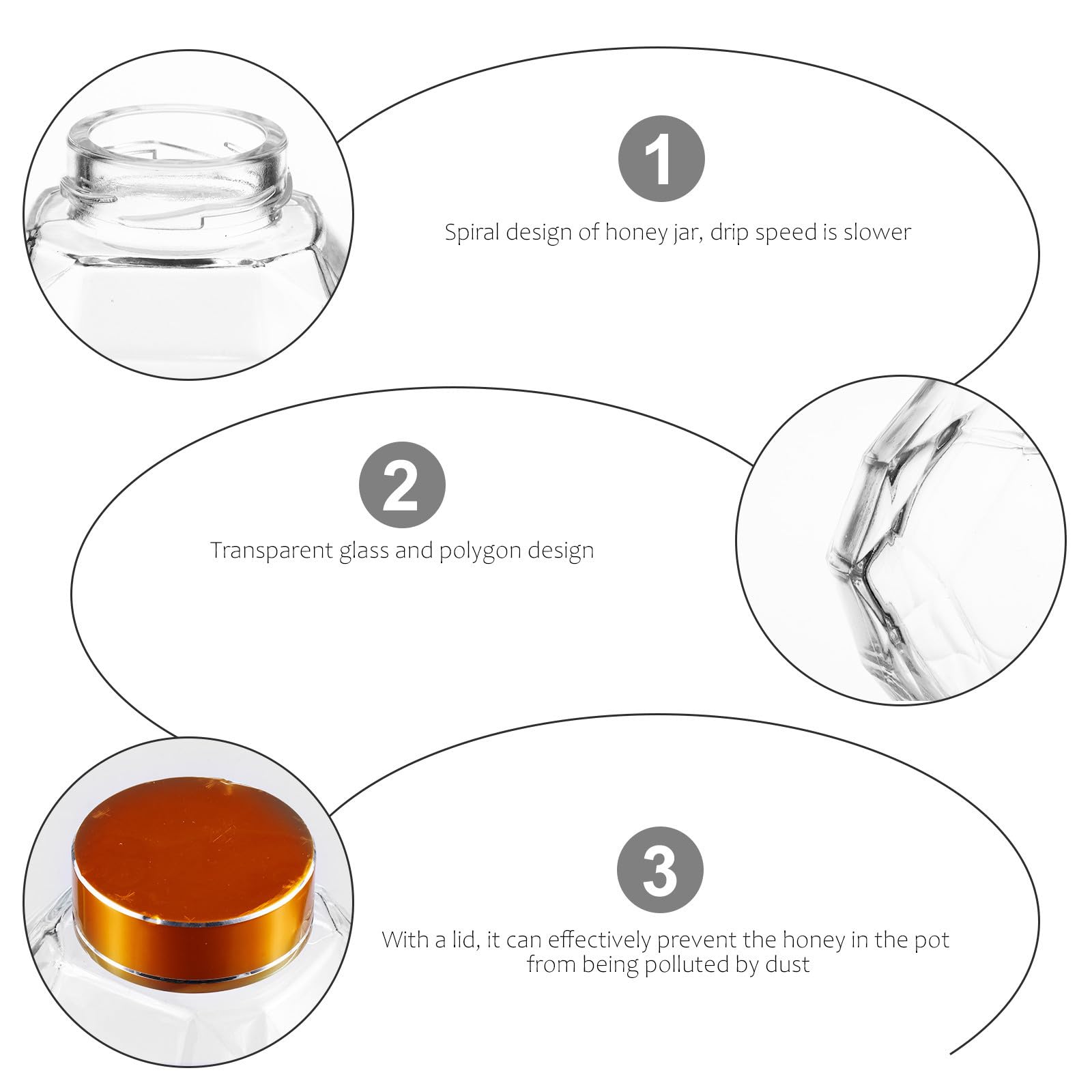 INOOMP 4 Stück Honigglas aus Glas mit Deckel, Spiralig, Goldfarben