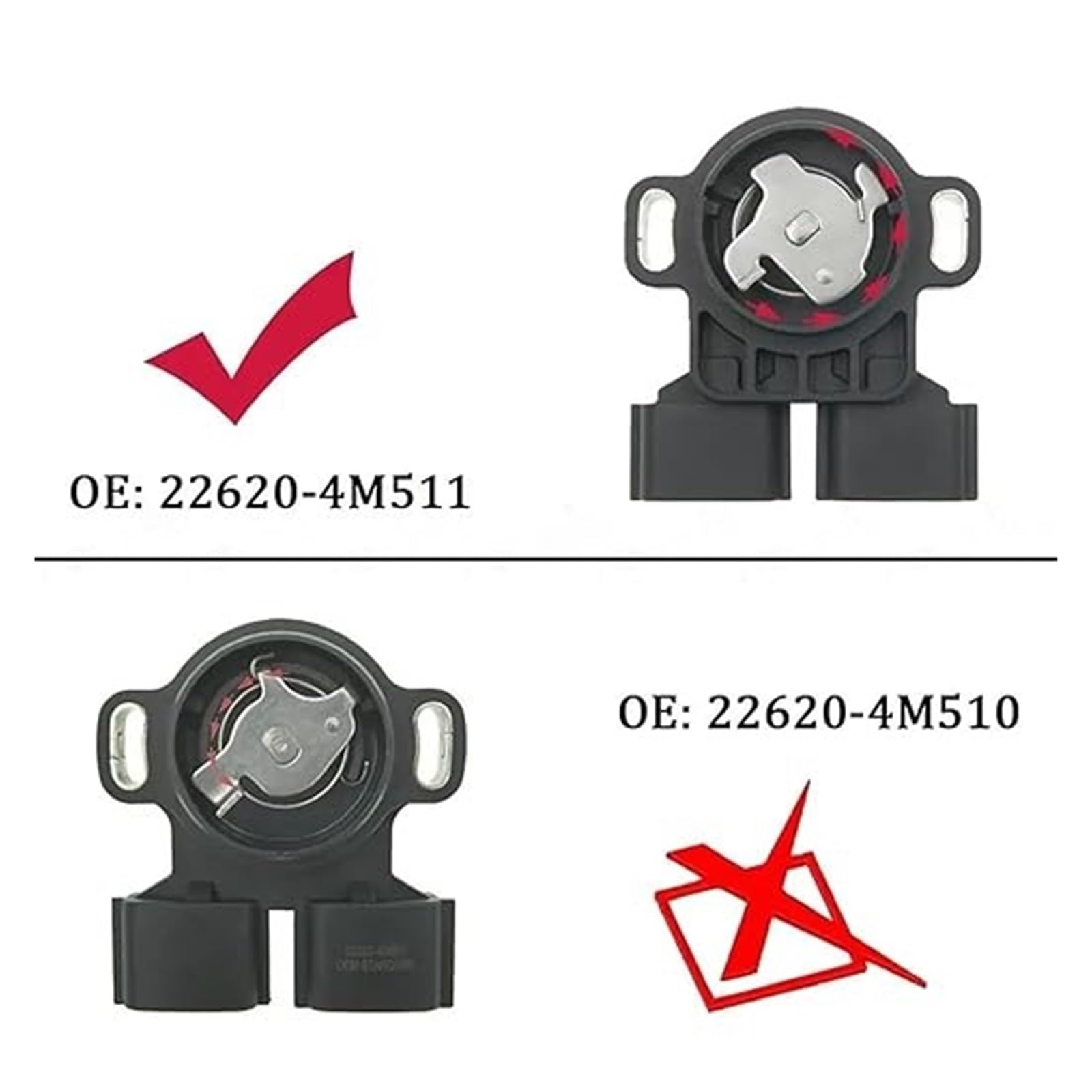 Capteur de Position du Papillon (TPS) pour Nissan Altima, Pathfinder, Sentra et Maxima : références 226204M501, 226209E000 et 22620-4M511. Commande électronique du Papillon.