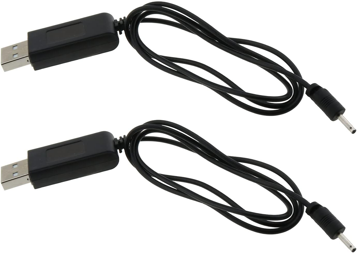 MEETOOT 2pcs USB Lipo Battery Charging Charger Cable with 2.0 Round Plug for Attop XT-1 RC Quadcopter WiFi FPV Drone, Black USB DC Charger Power Cable