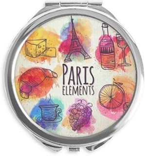 Colorful Life France Eiffel Tower Paris Hand Compact Mirror Round Portable Pocket Glass