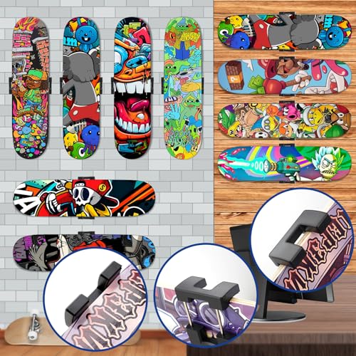 Image of 1pc / 2pc Skateboard Decks Wall Mount 360 Rotating Skateboard Wall Hanger, Extending & Floating Display Skateboard Wall Holder Grab & Go Storage Rack,Universal Skate Wall Mount Horizontal Any Angle