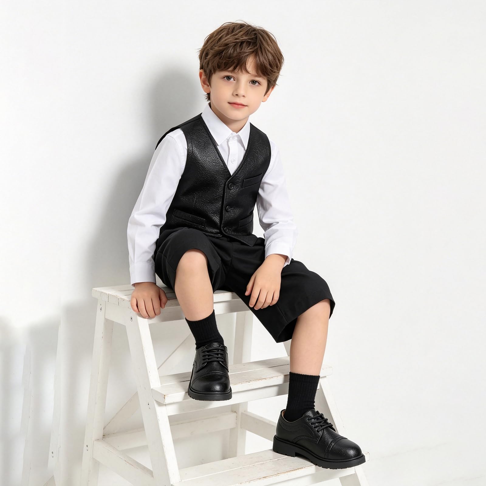 DADAWEN Jungen Anzugschuhe Schule Uniformschuhe Schnürhalbschuhe