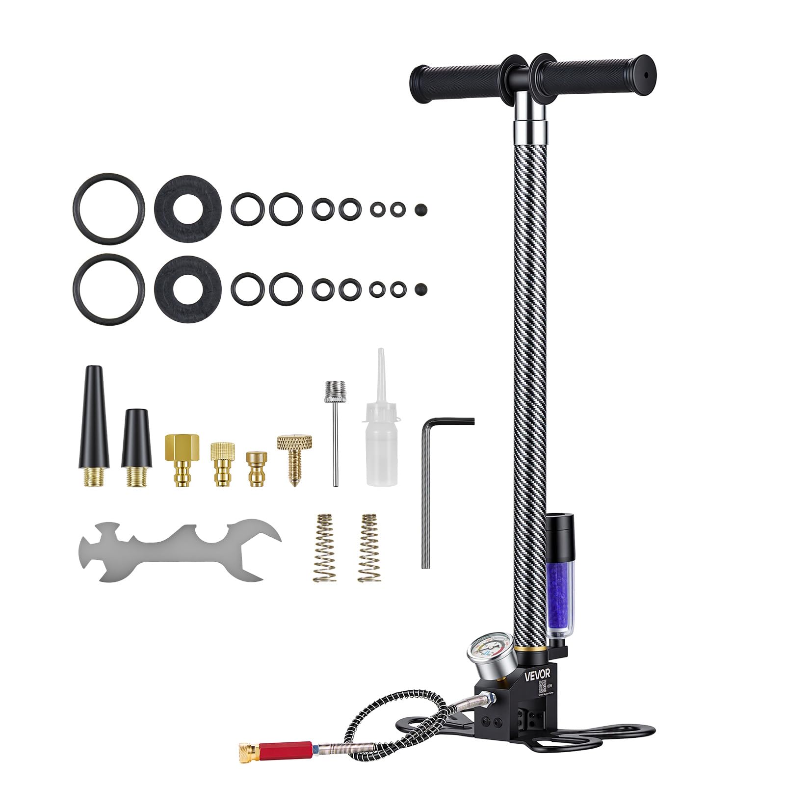 VEVOR PCP-Handpumpe 3,5-stufig, Hochdruckpumpe 31,03 MPa, Standpumpe mit Öl-Wasser-Filter, Manometer und Edelstahlgehäuse, für Luftgewehre, Paintball, Reifenbefüllung und Schlauchboote