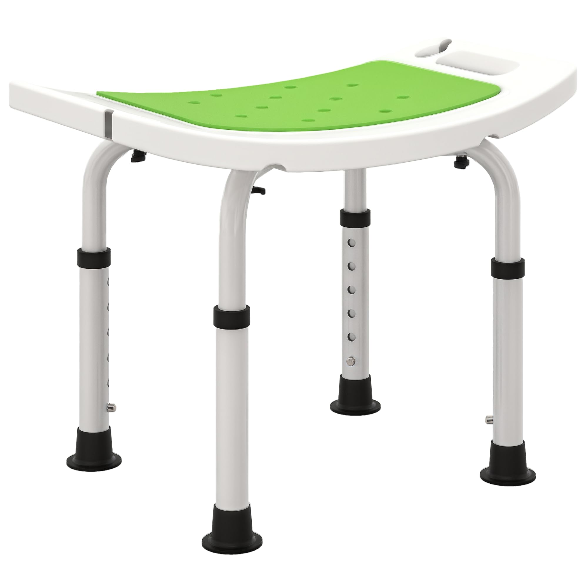 HOMCOM Shower Chair, Adjustable Height Shower Stool with Aluminium Frame and Non-Slip Feet, Bathtub Stool Seat for Elderly Disabled Handicap, Green