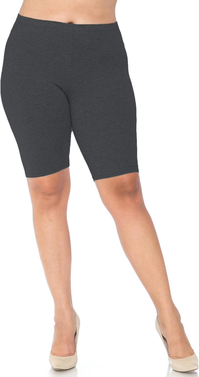 Made in The USA - Women's Plus Size Solid Basic Skin Smoothing Cotton Thigh Shorts - 1XL - 2XL - 3XL - Image 6