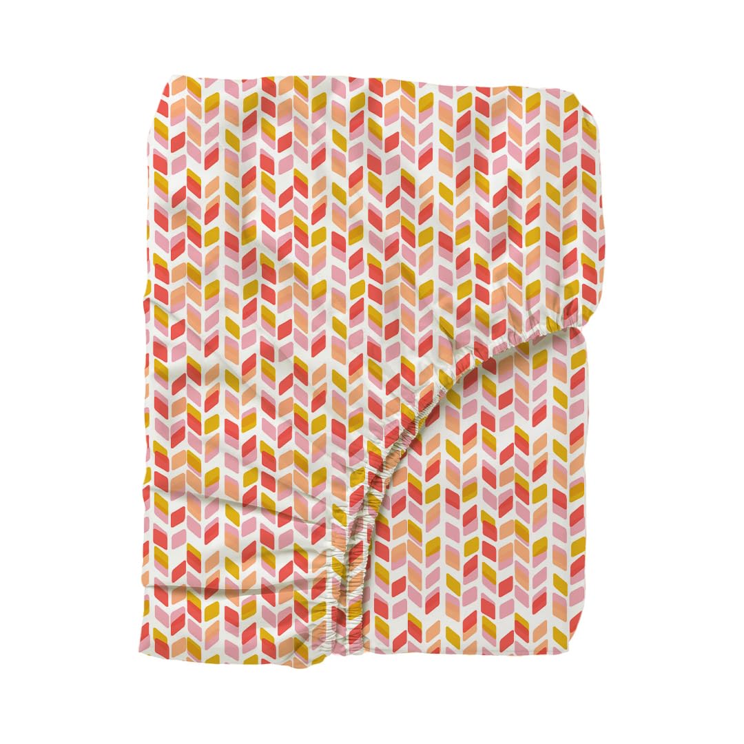 Livspace Bedsheet for Double Bed Queen Size | 78 x 60 Inches Queen Size Bedsheet with Elastic Fitted with 2 Pillow Covers | 100% Cotton, 144 TC Soft & Breathable | Pure Nest by Bello (Yellow Pink) 3