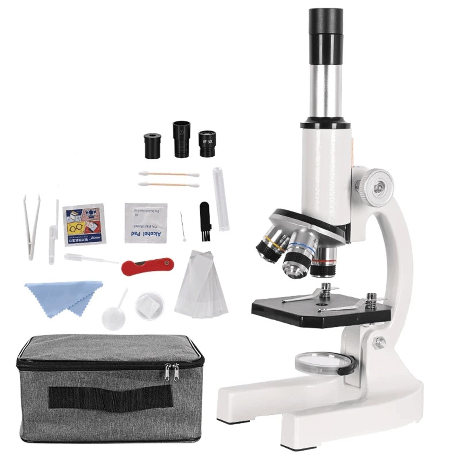 microscopio, Microscopio Biológico Monocular De 40x-2000X For Estudiantes, Educación, Laboratorio, HD, Luces LED, Soporte For Teléfono Móvil, Estudio para Adultos
