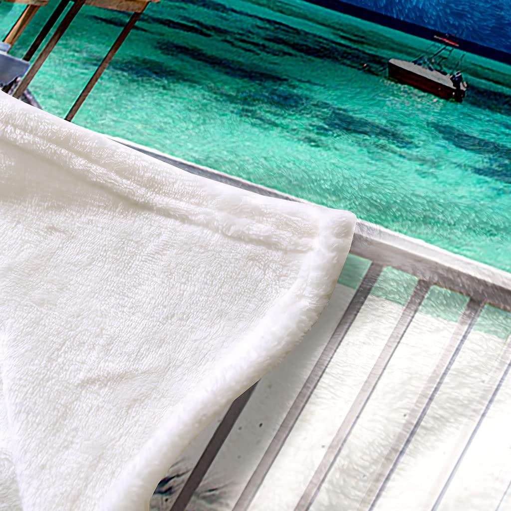 Coperta In Pile Di Pelliccia Sintetica Per Divano E Letto, Vista Mare Sulla Spiaggia Tropicale Stampata Coperta Matrimoniale Invernale Di Flanella 180X200Cm Morbida, Calda E Accogliente, Flu