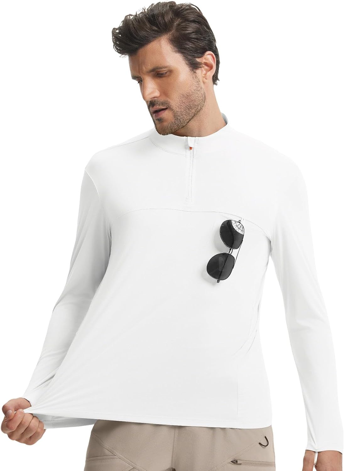 baleaf Men's Sun Protection Quarter Zip Pullover Long Sleeve Shirts UPF 50+ Lightweight UV Hiking Fishing