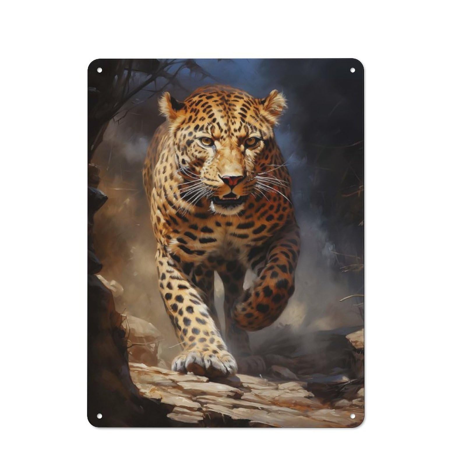 Tin Sign 40x30cm with Leopard for Pub Or Café, Retro Decor, for Vintage Wall Decor Fans, for Cafés, Pubs And Restaurants