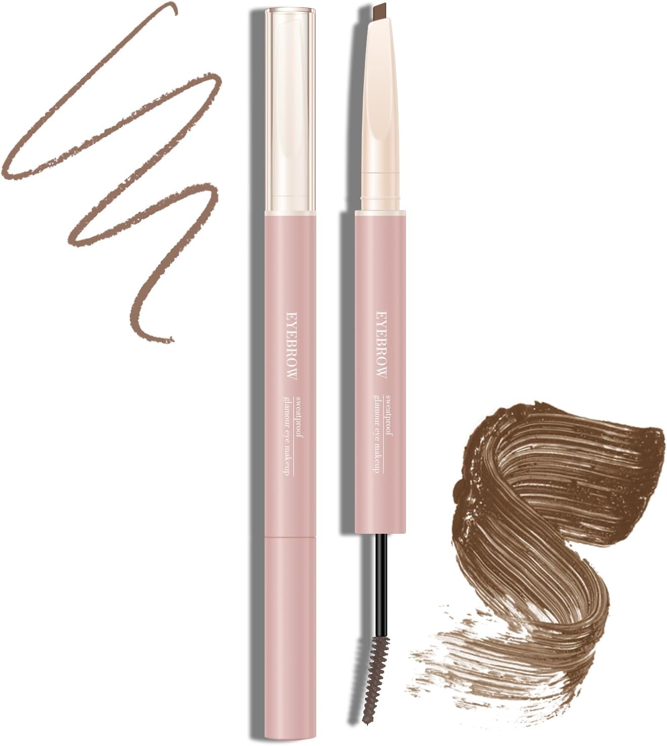 KYDA 2-in-1 wenkbrauwstift en getinte wenkbrauwcrème, bruin, wenkbrauwcrème en -stift, permanent mat vullen, definiëren, vormen natuurlijke wilde wenkbrauwen houden de hele dag door