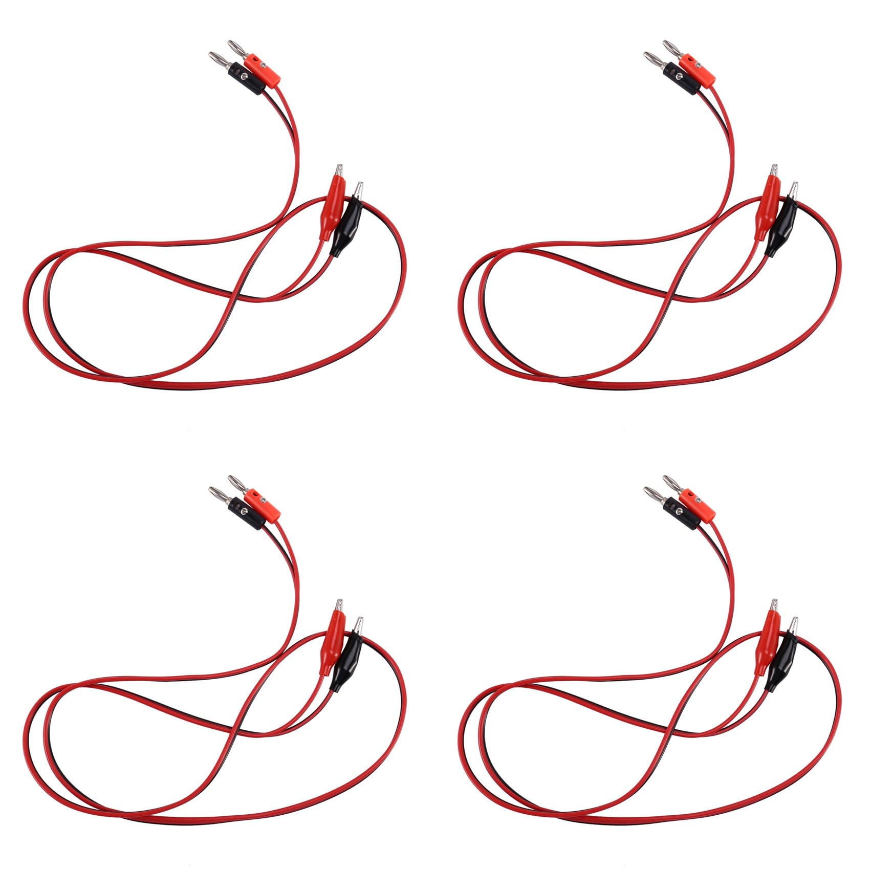 CTRLZS 8 Pcs Red Black Banana Plugs to Alligator Clips Probe Test Cable 1M