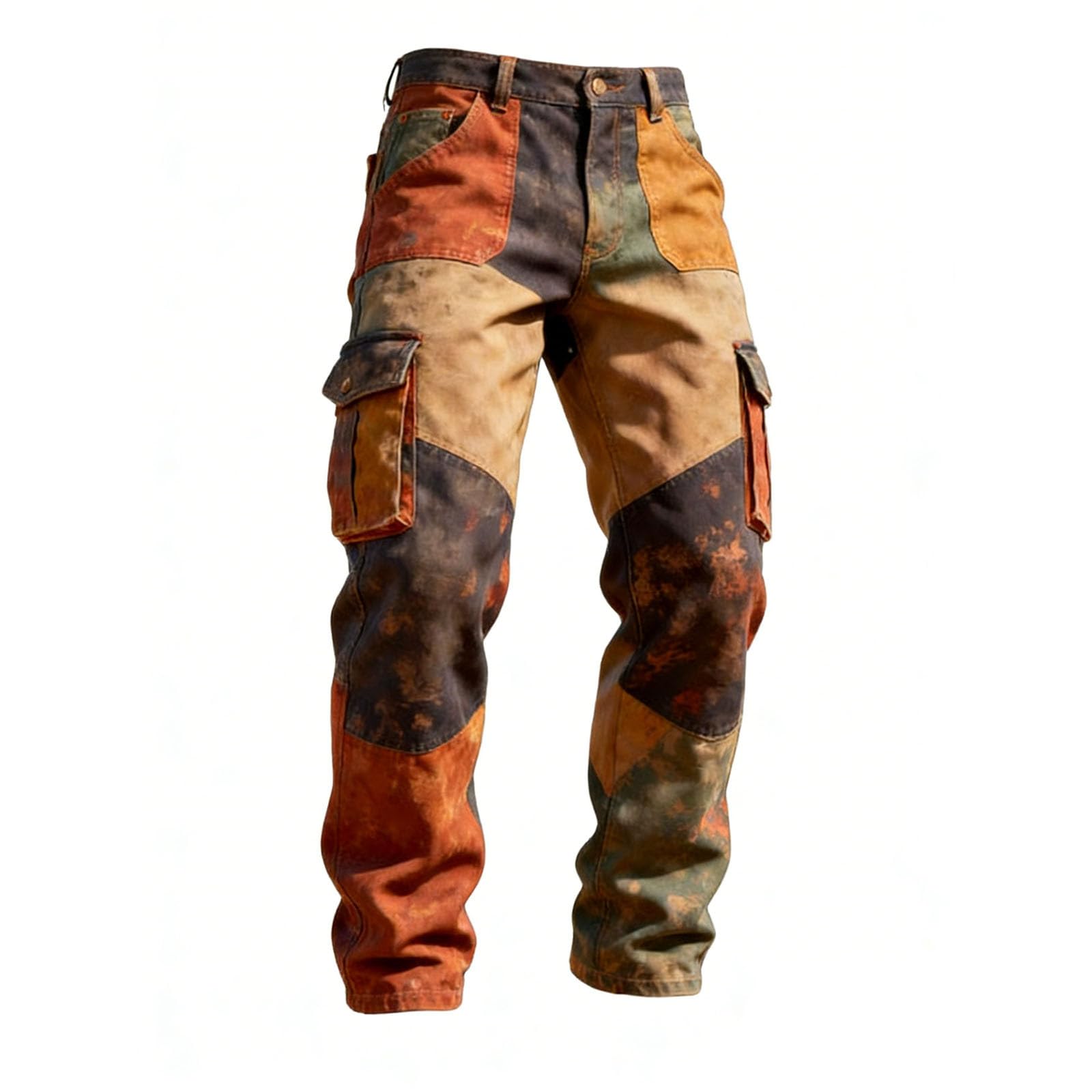 Caxndycing Steampunk Trousers Men's Western Cowboy Costume Vintage Boho Cargo Trousers Gothic Medieval Viking Trousers Retro Hippie Jogging Bottoms Jungle Camp Costume Trekking Trousers Riding