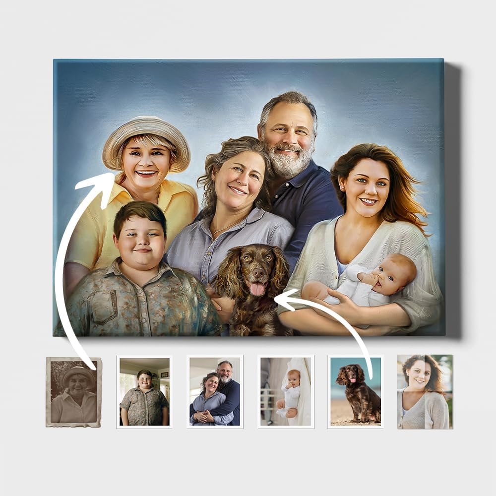 Turn Me Royal Custom Portrait: Merge Photos into Family Painting with Oil Effect, Personalized Gift