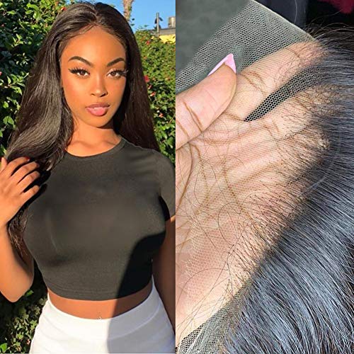 13x6 Transparent Lace Front Wigs Human Hair 18inch Straight Glueless Deep Part HD Lace Frontal Wig 150% Density Pre Plucked with Baby Hair Human Hair Wig for Black Women
