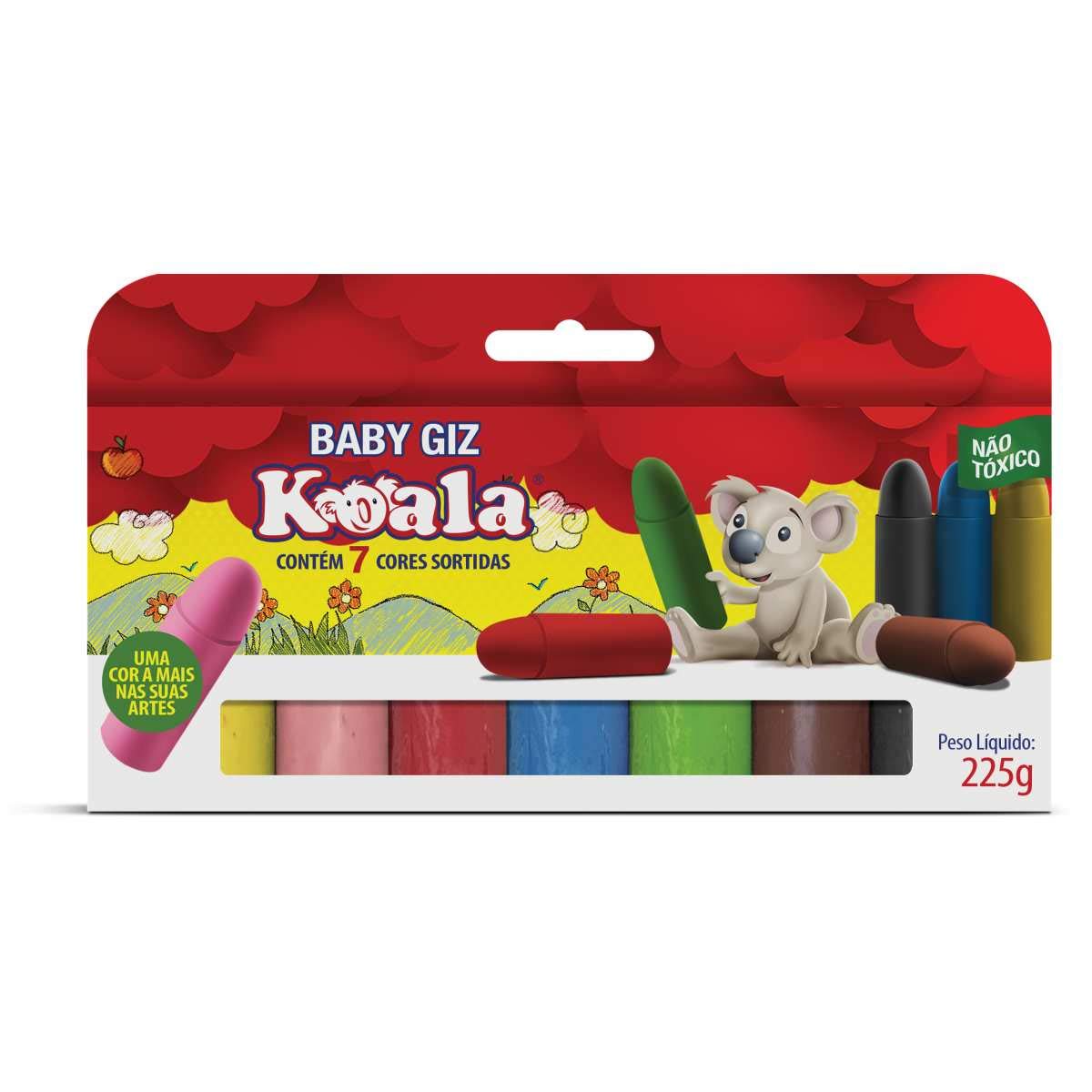 Lapis De Cera Gizao 07 Cores Baby Giz Koala Delta, Multicor