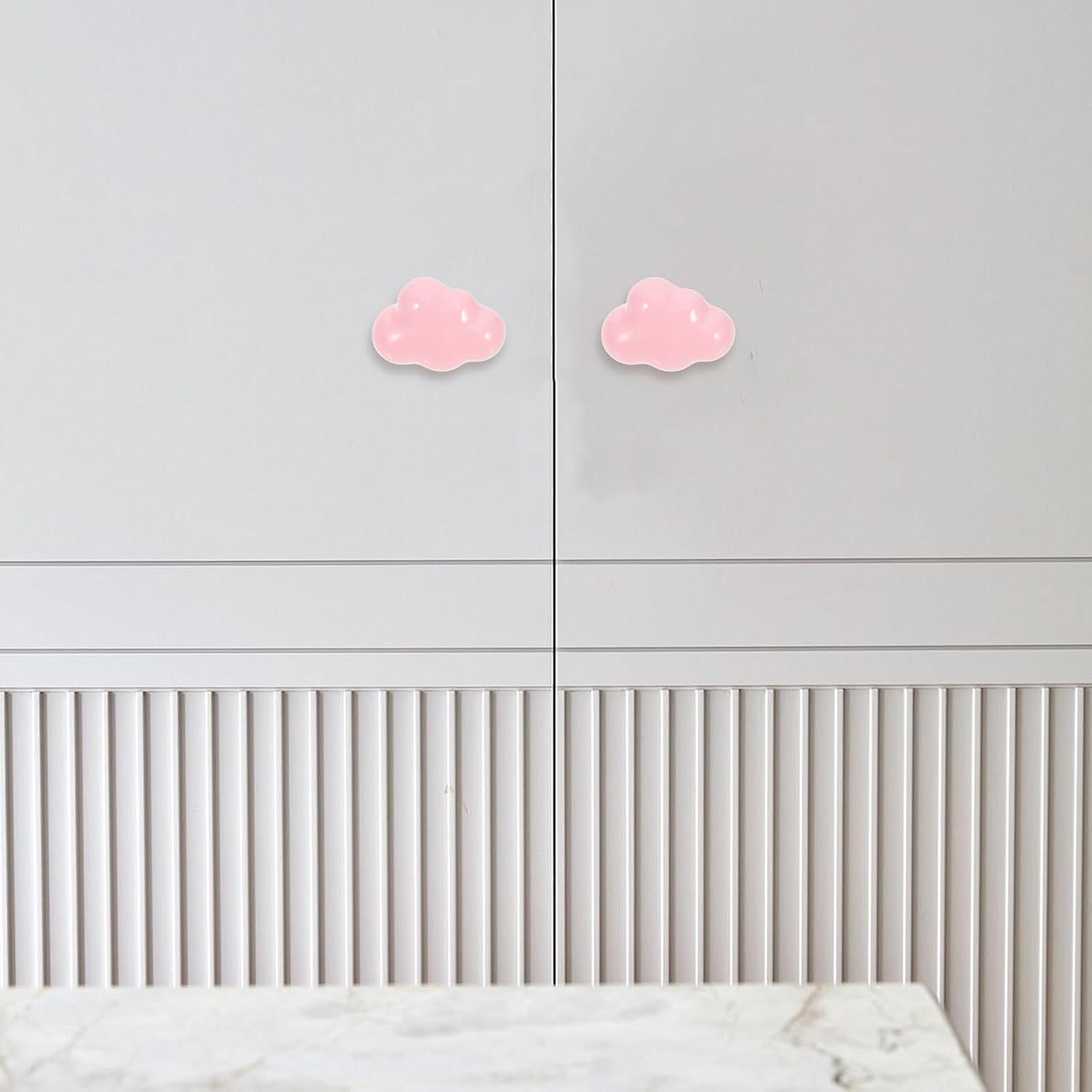 GLEAVI Cloud Shaped Ceramic Knobs 2pcs for Drawer Wardrobe Pink