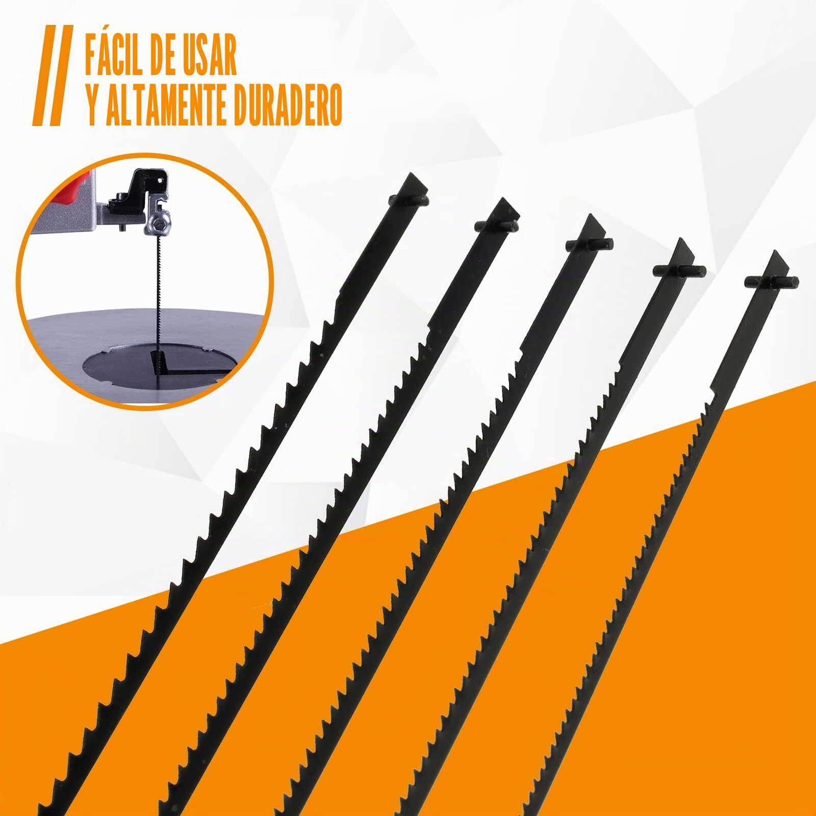 60 Hojas de Sierra de Marquetería de 127 mm Con Pasador - 10/15/18/20/24 Dientes - Acero al Carbono Para Madera, Espuma y Plástico