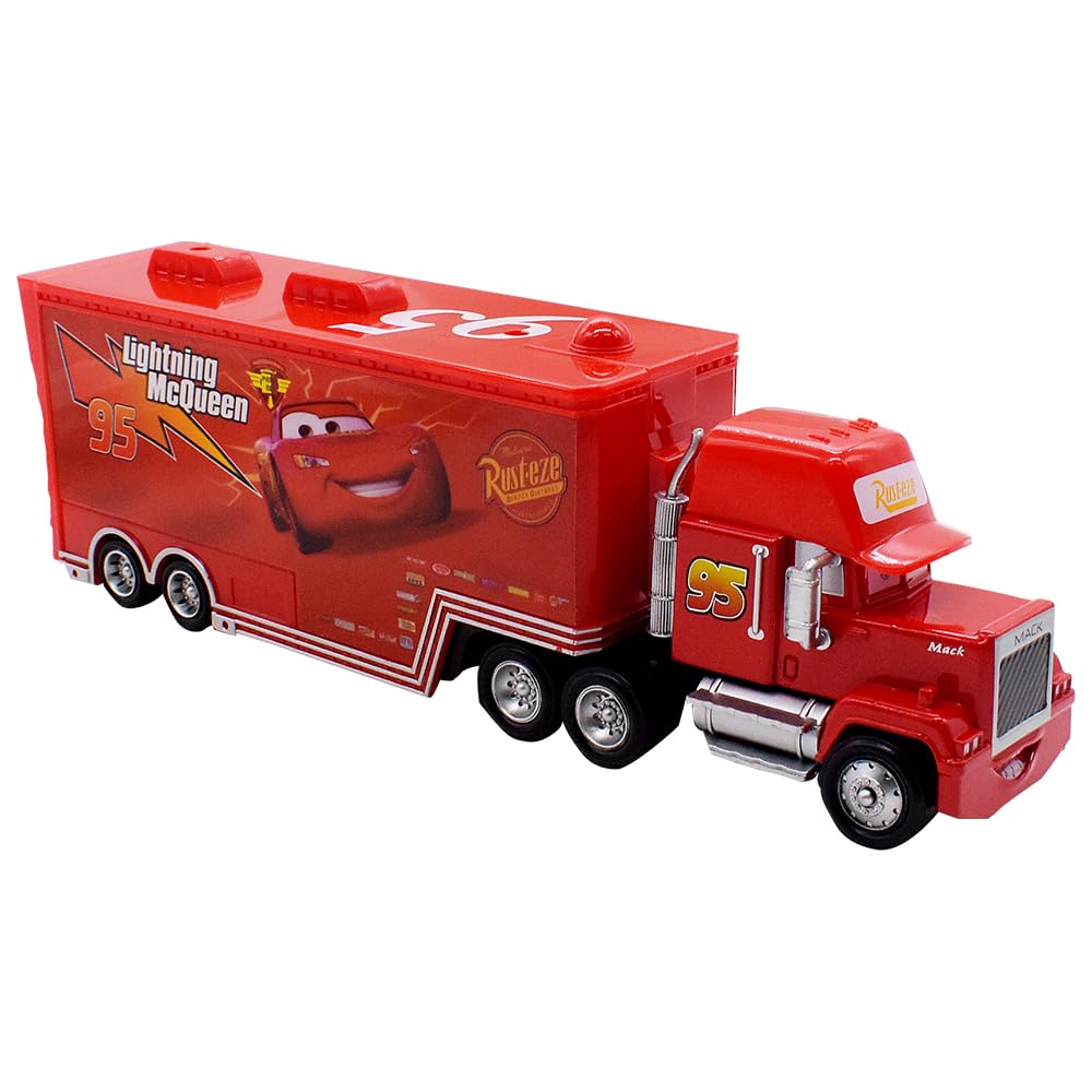 Cartoon Cars, Hauler Pull Back Vehicles Movie Roles Toy Cars Minis Transporter Alloy Diecast Vehicles Mould Children Idea Play Vehicles Racing Car Theme Party Supplies Birthday Decorations Toy