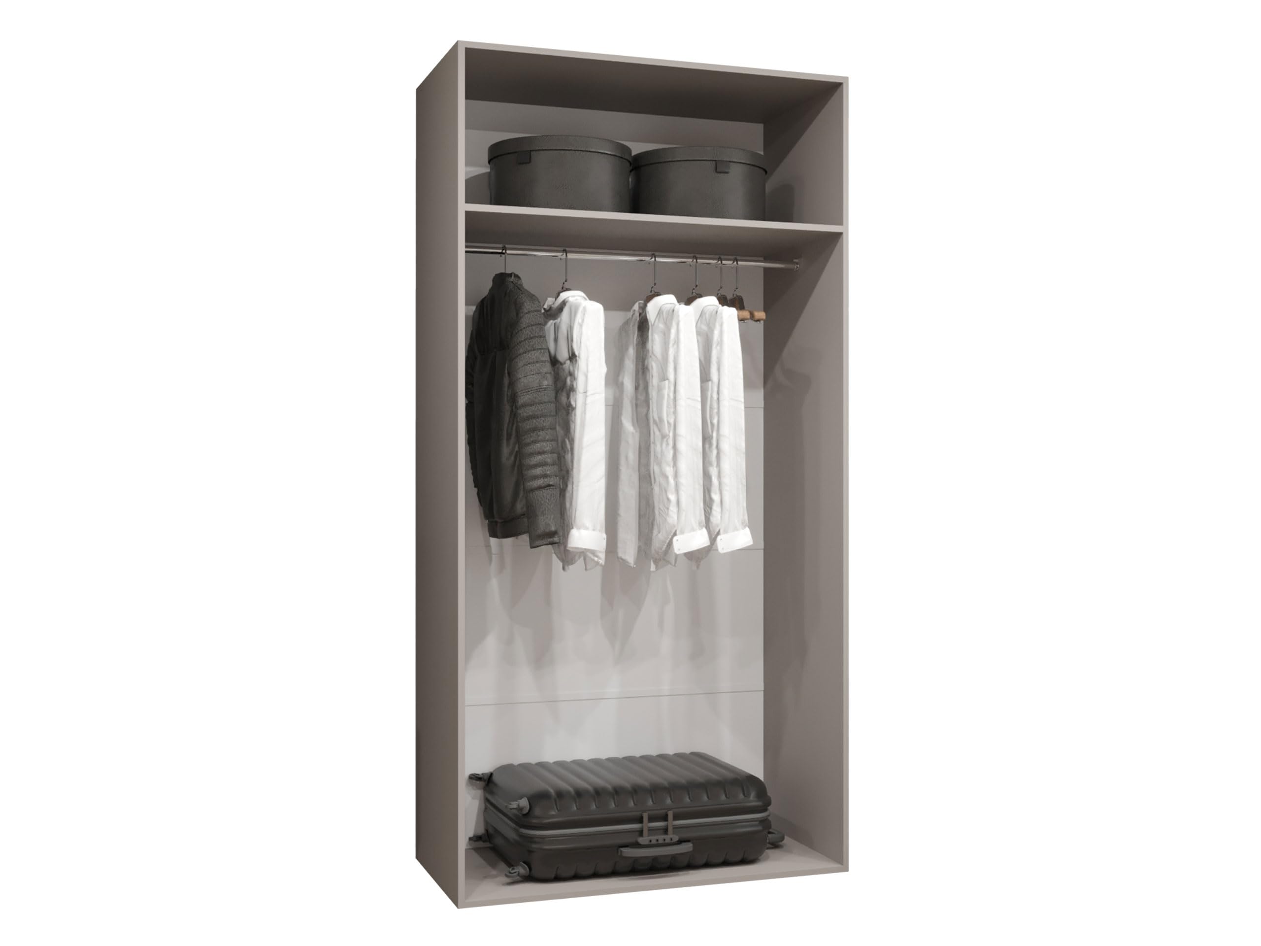 Mirjan24 Kleiderschrank mit Einlegeböden und Kleiderstange Midere 100, Vielseitiger Drehtürenschrank, Elegantes Kleiderschrank 2-türig (Weiß)