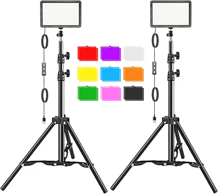 Studio LED Video Light Kit - 9 Color...