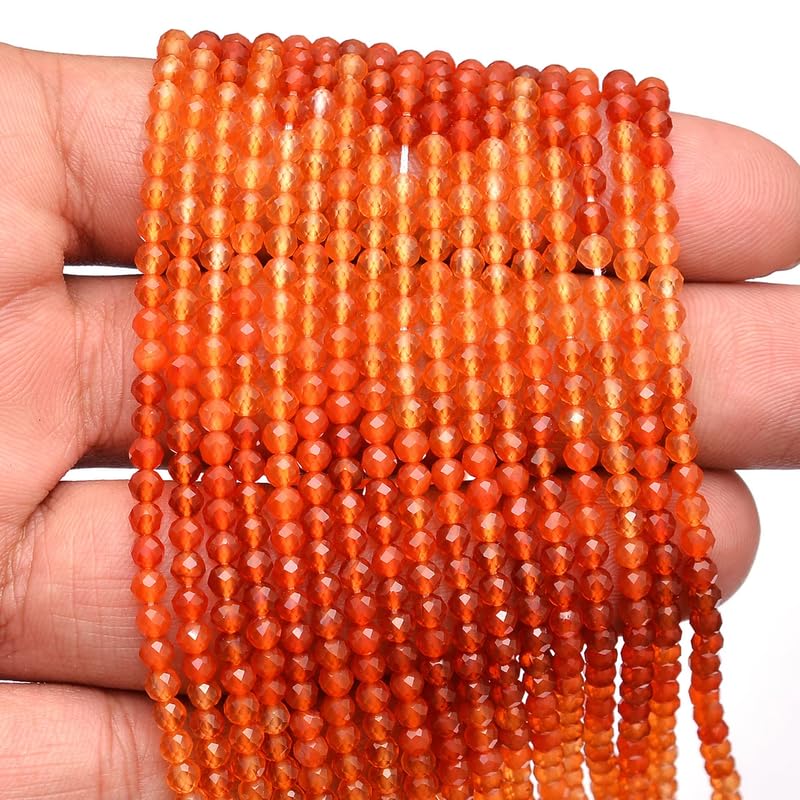 Cornaline naturelle micro perles 3mm à facettes pour bijoux lot de 2 brins - 2