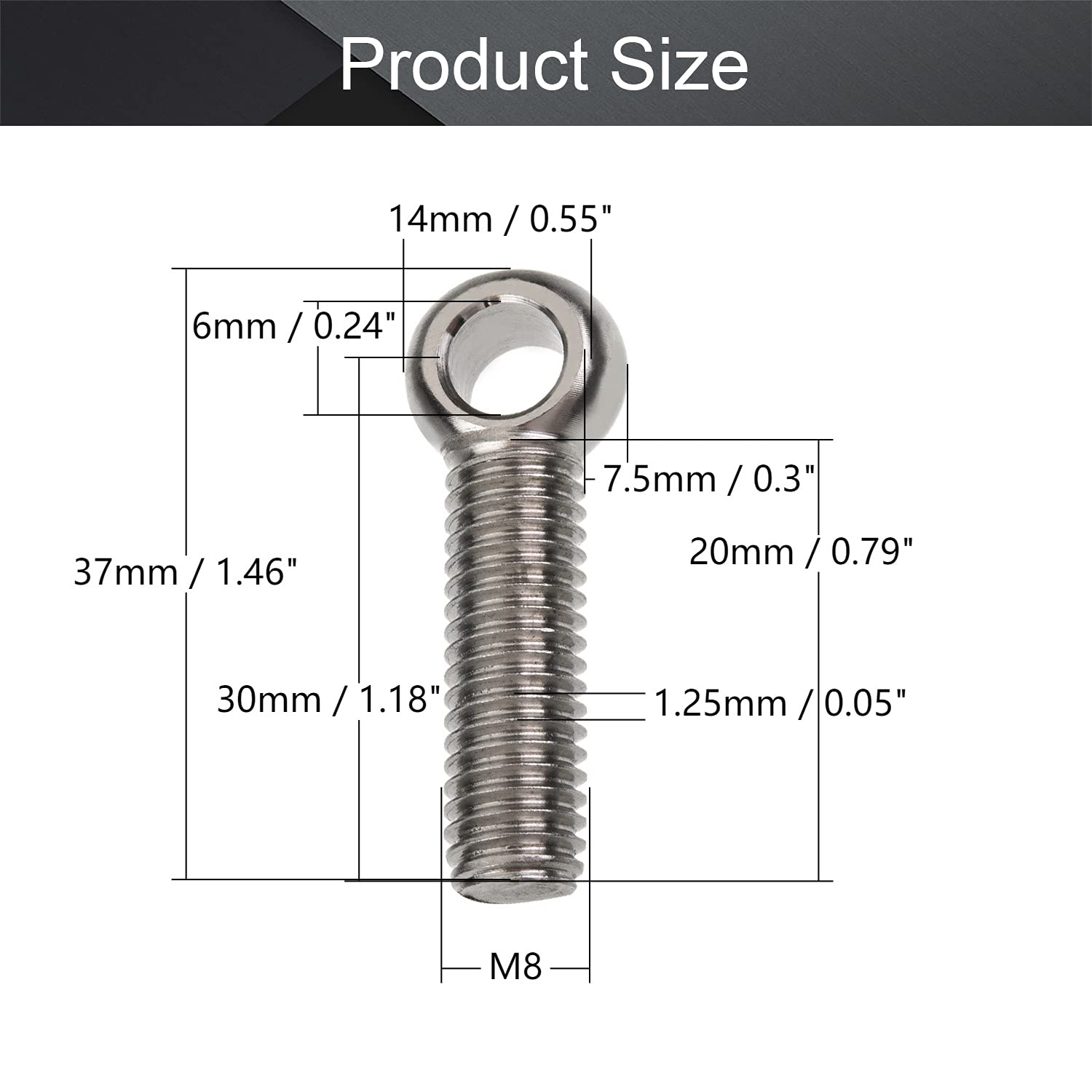 M6 Thread Light M6 Shoulder Eye Bolt 304 Stainless Steel MroMax M6 Stainless Steel ...